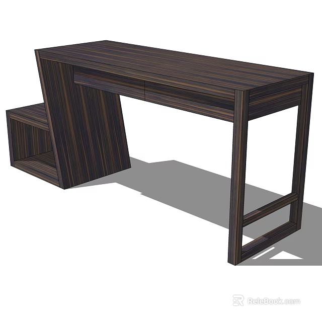 Dark Wooden Modern Desk With Unique Side Storage And Clean Design Lines 3d model 