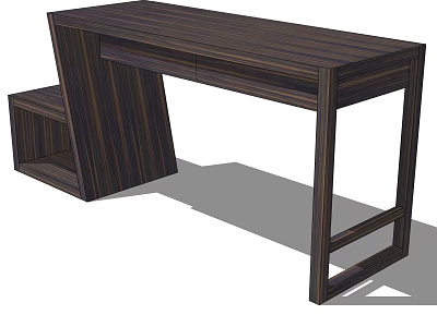 Dark Wooden Modern Desk With Unique Side Storage And Clean Design Lines 3d model