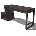 Dark Wooden Modern Desk With Unique Side Storage And Clean Design Lines