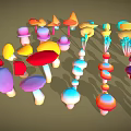 Colorful Fresh Mushroom Vegetables Showcasing Various Bright Hues and Diverse Shapes