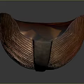 Carved Wooden Mask With Textured Surface And Vertical Stripe For Modern Home Decor