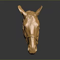 Detailed Golden Horse Head Sculpture With Shiny Surface And Realistic Features