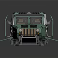 Green Futuristic Car With Unique Design Open Doors And Roof Equipment