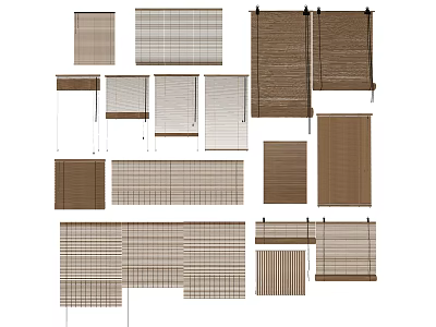Various Window Blinds In Different Styles And Materials For Home Interior 3d model