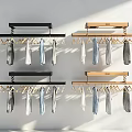 Stylish Wall Mounted Hangers With Black And Wooden Rods Holding Various Colored Shirts
