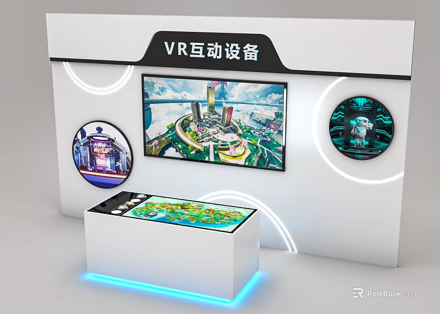 VR Interactive Equipment Display With Large Screen And Interactive Console Features 3d model 