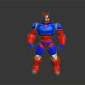Superhero Style Muscular Robot Character With Red And Blue Armor Design