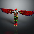 Colorful Toy Figure With Red Wings And Detailed Armor In Standing Pose