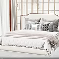 Modern Upholstered Double Bed With Soft Pillows And Quilted Bedding Set