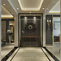 Elegant Modern Restaurant Interior With Chandelier Dining Table Chairs Shelves And Large Windows