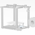 Black Frame 3D Printer With Transparent Panels Build Plate And Green Filament Spool