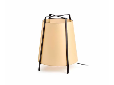Modern Minimalist Table Lamp With Beige Shade And Black Metal Crossed Frame 3d model
