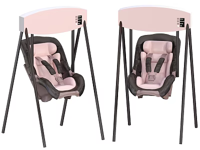 Pink and Black Baby Swing Chair with Safety Harness and Sturdy Frame Design 3d model