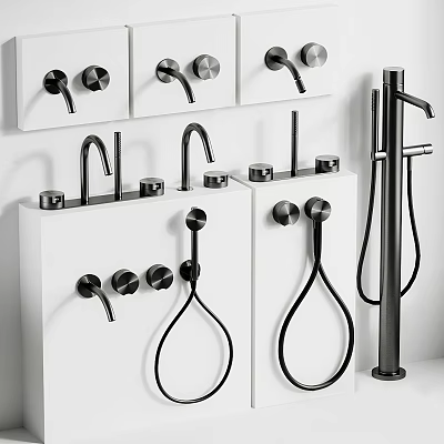 Modern Faucet Collection Featuring Various Contemporary Designs And Metallic Finishes On 3d model