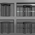 Revolving Door Design With Different Angles And Glass Structure Views