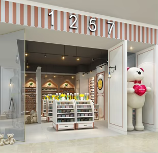 Modern door simple underwear shop facade 3d model