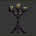 Elegant Dark Candelabra Furniture Design With Three Lit Candles And Intricate Stand