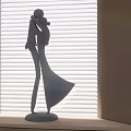 Modern Abstract Embracing Figure Sculpture Decorative Ornament Set With Black Finish And White Base