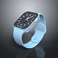 Modern Smart Watch With Light Blue Strap And Square Digital