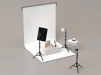 Wedding Dress Shop Bridal Photography Setup With Lighting Props And Backdrop For Dress Shoots 3d model