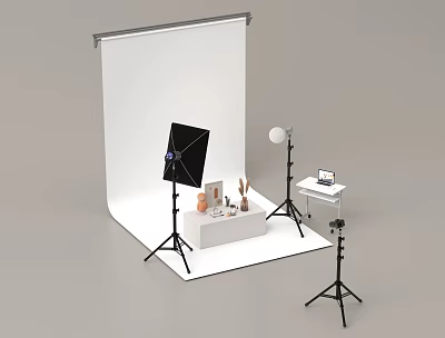 Wedding Dress Shop Bridal Photography Setup With Lighting Props And Backdrop For Dress Shoots 3d model