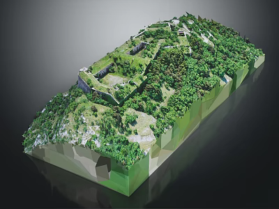 Wild Animal Exploring Green Vegetation Covered Terrain In Detailed 3D Landscape Model 3d model