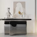 Modern Console Table With Artwork Sculpture Vase And Decorative Plant Interior 3d model