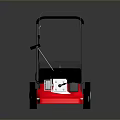 Red Hand Push Lawn Mower With Black Handle Grass Collector And White Wheels