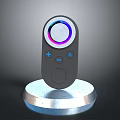 Modern Computer Controller With Colorful Light Ring And Symbol Buttons On Silver Base 3d model