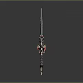 Intricate Decorative Sword With Blue Blade Golden Accents And Red Gem Hilt