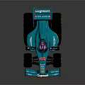 Sleek Blue Formula 1 Car With Castrol Logo Yellow Wheels And Aerodynamic Design