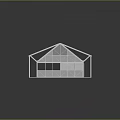 Modern Glass Greenhouse Structure With White Frame Transparent Glass And Reflective Base