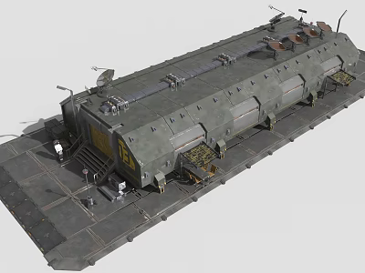 Camouflaged Military Mobile Unit Featuring Armored Exterior And Equipment Platforms 3d model