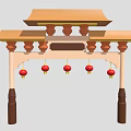 Traditional Chinese Archway Architecture With Classic Roof Design And Red Lanterns