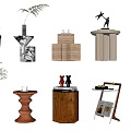Stylish Side Tables With Various Designs And Decorative Elements For Living Space 3d model