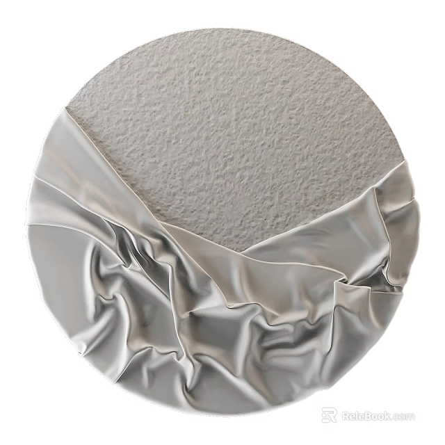 Elegant Circular Wall Decor With Ruched Silver Fabric And Textured Surface 3d model 
