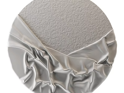 Elegant Circular Wall Decor With Ruched Silver Fabric And Textured Surface 3d model