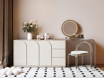 Modern dresser cream dressing table makeup chair combination 3d model