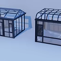 Modern Glass Sunroom With Black Frame Transparent Glass Walls And Curved Roof