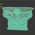 Ornate Golden Classical Architectural Capital With Carved Floral Scrolls And Leaves