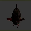 Red and Dark Red Striped Fish with Spiny Fins and Red Tail on Gray Background