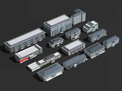Various Modern Office Buildings With Different Architectural Designs And Structures 3d model