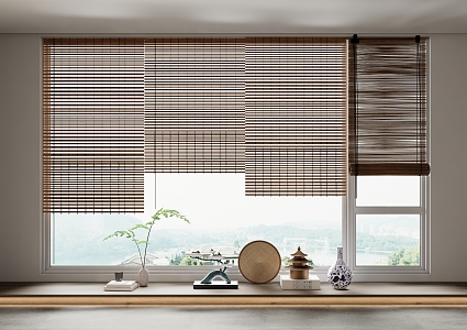 New Chinese Bamboo Curtain Roller Curtain 3d model