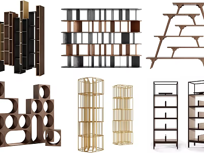 Stylish Shelving Units With Various Modern Designs And Materials For Home Storage 3d model