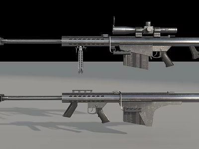 Two Modern Tactical Rifles with Scope Magazine and Durable Metal Structure 3d model