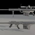 Two Modern Tactical Rifles with Scope Magazine and Durable Metal Structure
