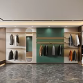 Modern Walk in Closet With Hanging Clothes Shelves And Marble Floor