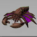 Brownish Red Giant Lobster Crab Creature With Greenish Back Purple Legs And Large Claws