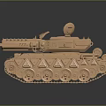 Golden Tank Model 3D Rendered With Detailed Metallic Texture Turret Tracks And Military Design Elements