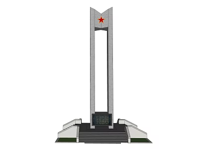 Decorative Garden Ornament With Red Star Pedestal And Staircase Design 3d model
